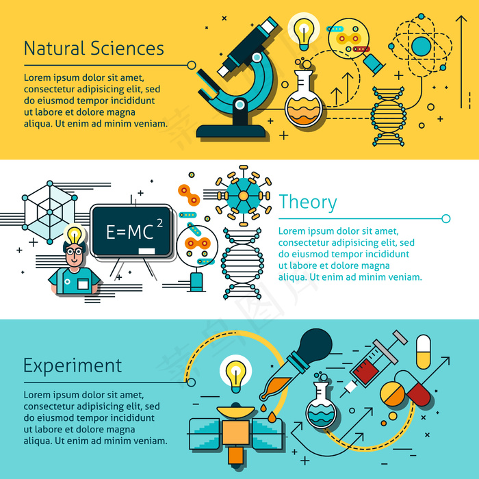 科学路线横幅banner集eps,ai矢量模版下载