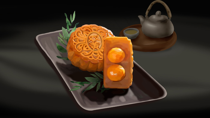 中秋节食品双黄月饼中秋(2880*1620px 300 dpi )psd模版下载