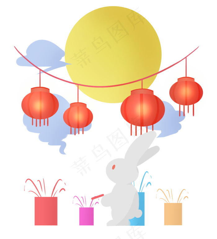 中秋节放烟花玉兔