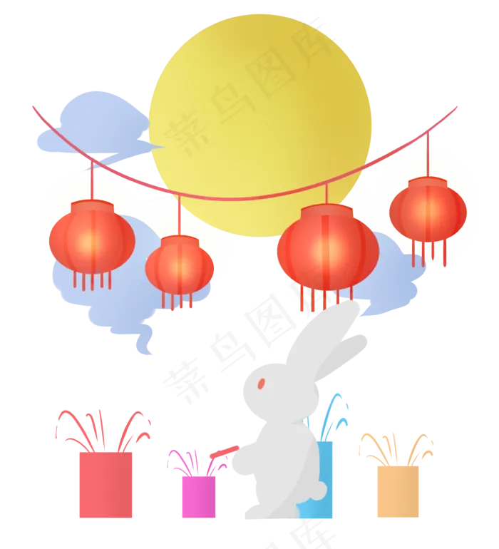 中秋节放烟花玉兔(3543X3897(DPI:299))psd模版下载