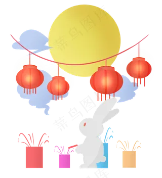 中秋节放烟花玉兔