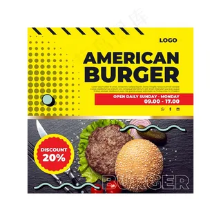 美国食品广场宣传单,DM传单模板