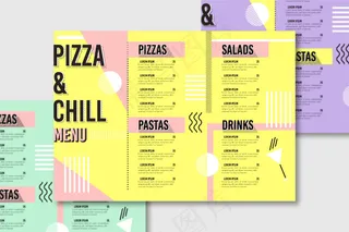 带披萨的餐厅菜单模板