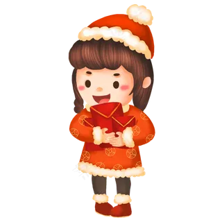 手捧新年压岁钱红包