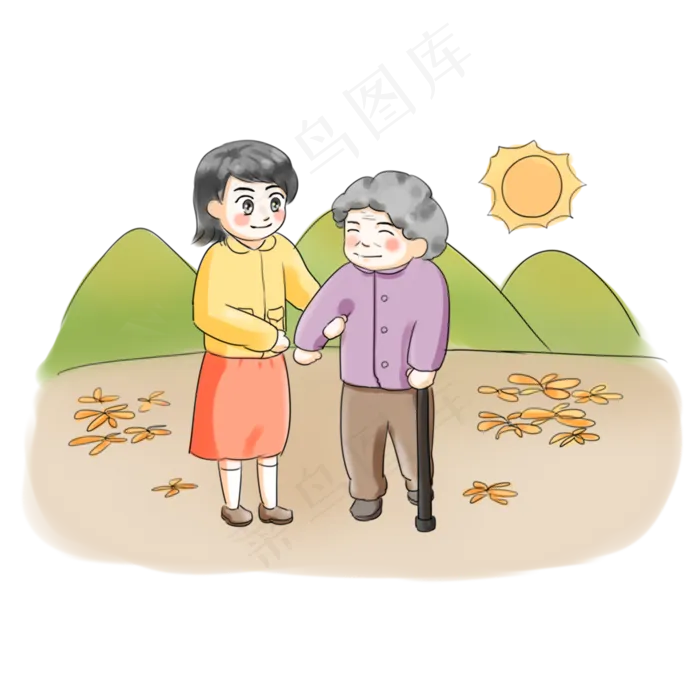 重阳节全家团圆登高卡通手绘两人(2000X2000(DPI:300))psd模版下载