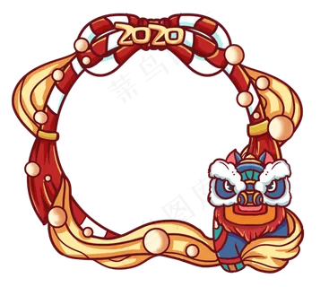 舞狮子喜庆边框