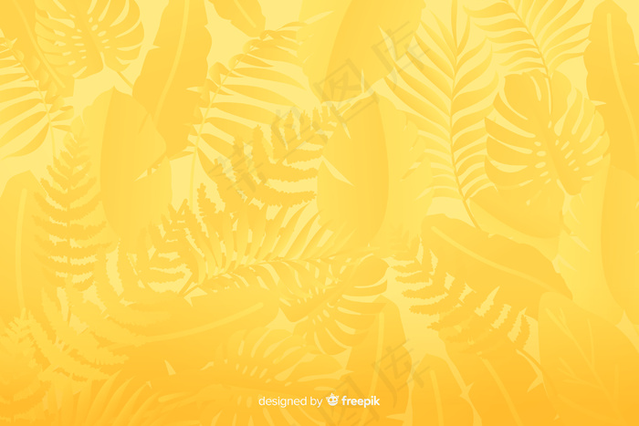 单色黄色背景，带树叶eps,ai矢量模版下载