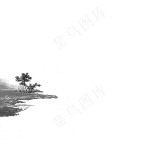 卡通水墨风景山水免抠图