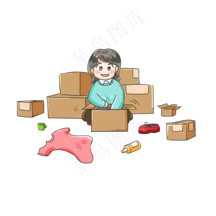 双十一购物系列卡通手绘Q版购物(2000X2000(DPI:300))psd模版下载