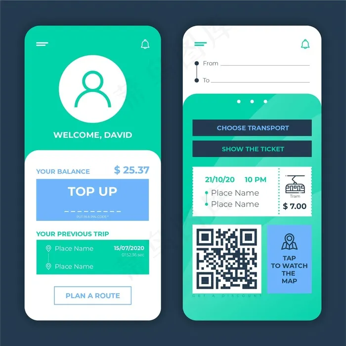 公共交通应用程序app概念eps,ai矢量模版下载