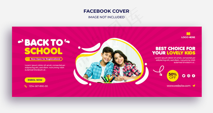 返校facebook时间轴封面和网页横幅banner模板