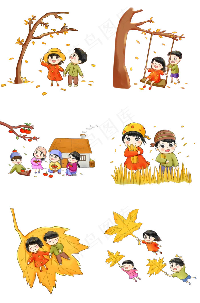 二十四节气之秋分卡通手绘Q版收(2000X3020(DPI:300))psd模版下载