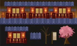 二维视差侧滚动背景游戏资产。