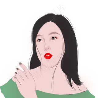 女孩手绘清新花朵意境图片商用元