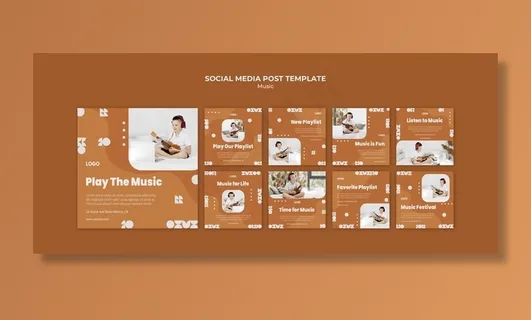 听音乐和演奏四弦琴社交媒体帖子