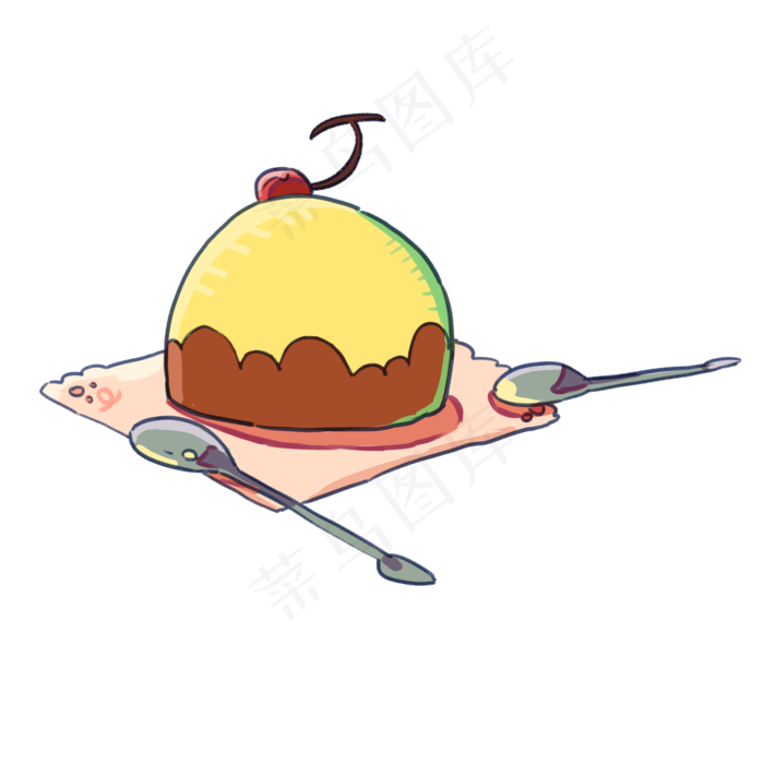 手绘七夕情人节食品美味蛋糕插画