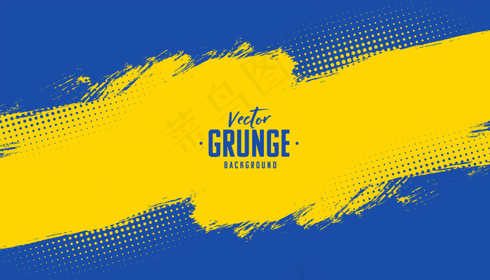 蓝色和黄色抽象grunge纹理背景