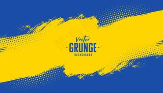 蓝色和黄色抽象grunge纹理背景