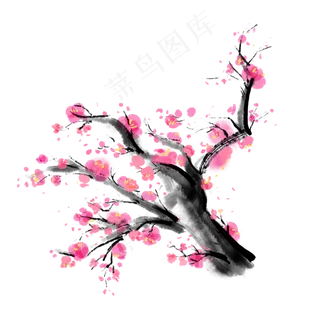 国画梅花冬中国风水墨