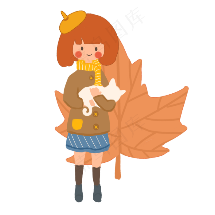 抱着小猫的可爱女孩(2000X2000(DPI:300))psd模版下载