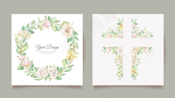 精美婚礼请柬套装eps,ai矢量模版下载