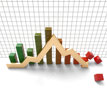 股市下跌箭头3d元素