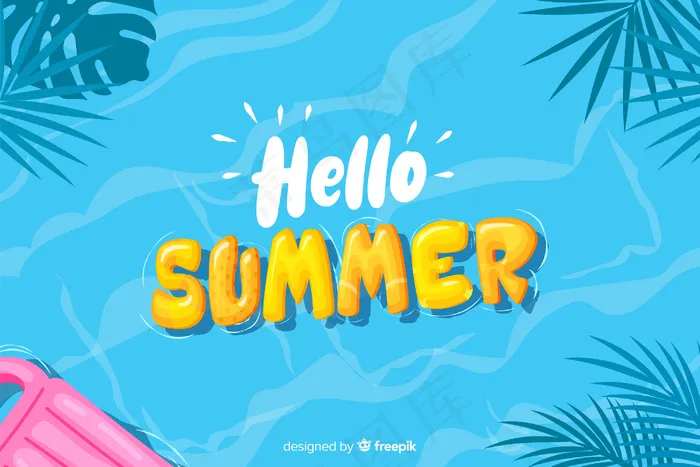 手绘hello summer背景eps,ai矢量模版下载