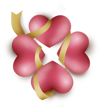 母亲节立体心和丝带