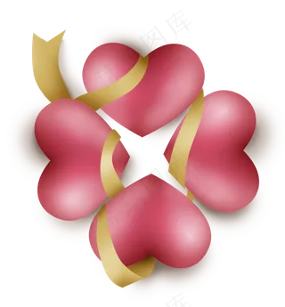 母亲节立体心和丝带