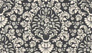 矢量锦缎无缝图案元素。古典奢华老式锦缎装饰，皇家维多利亚时代无缝纹理壁纸，纺织品，包装。