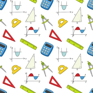 与数学对象的无缝模式。彩色涂鸦矢量背景