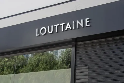 3d标志模型样机现代立面镀铬标牌