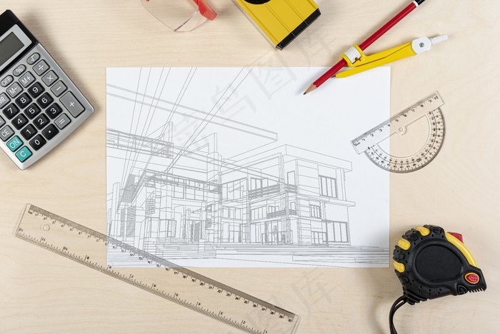 新建筑的建筑师草图psd模版下载