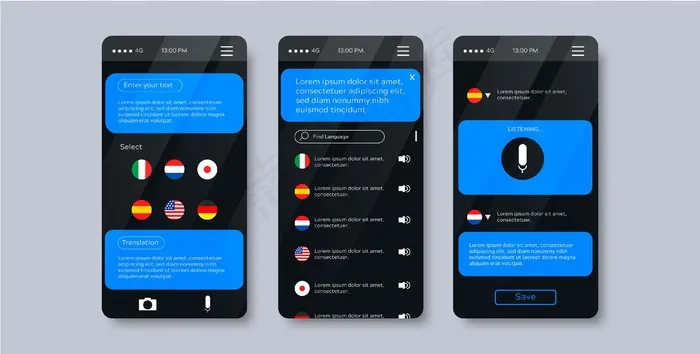 语音翻译应用程序概念eps,ai矢量模版下载