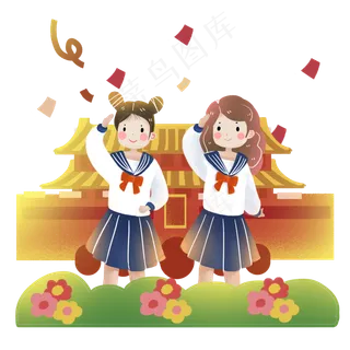 新中国成立70周年女孩敬礼素材