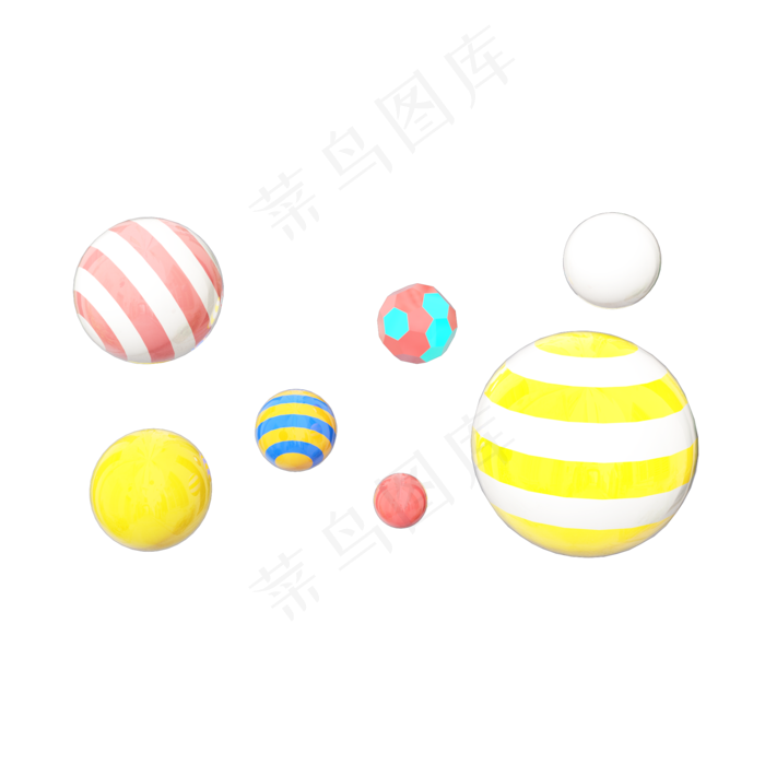 卡通C4D双十一电商装饰悬浮彩球(2000X2000(DPI:300))psd模版下载