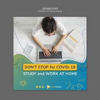 冠状病毒方形宣传单,DM传单模板