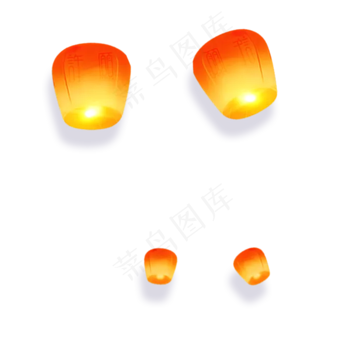 孔明灯漂浮元素中秋(2000X2000(DPI:300))psd模版下载