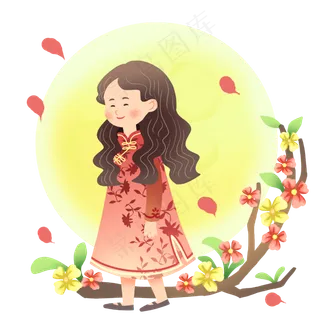中秋节花枝和女孩