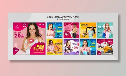 网上购物概念社交媒体帖子模板 网上购物概念社交媒体帖子模板