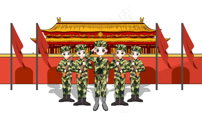 国庆70周年军人士兵战士敬礼(2880X1620(DPI:300))psd模版下载