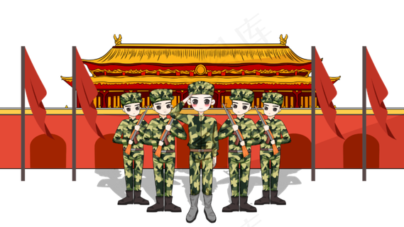 国庆70周年军人士兵战士敬礼
