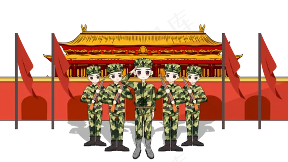 国庆70周年军人士兵战士敬礼