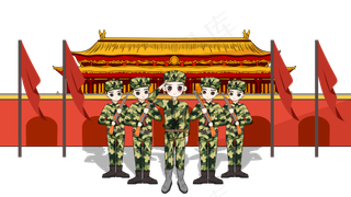 国庆70周年军人士兵战士敬礼