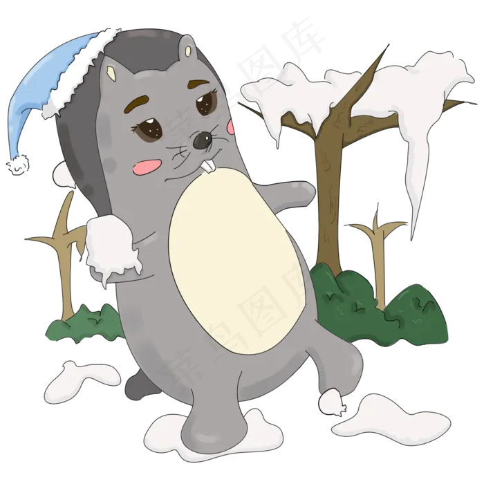 立冬高级灰动物玩雪(2000X2000(DPI:300))psd模版下载