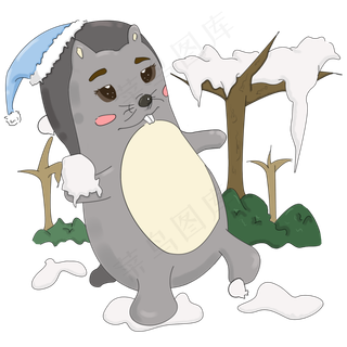 立冬高级灰动物玩雪