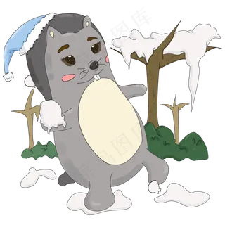 立冬高级灰动物玩雪