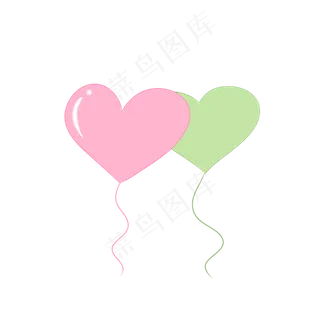 手绘绿色情人节卡通气球