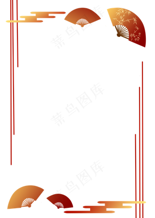 中国风古风纸扇云纹装饰边框