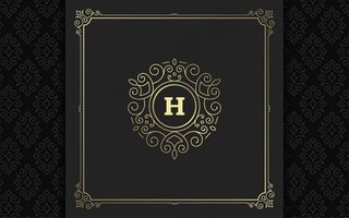 复古花押字标志优雅华丽线条艺术优雅装饰维多利亚风格模板